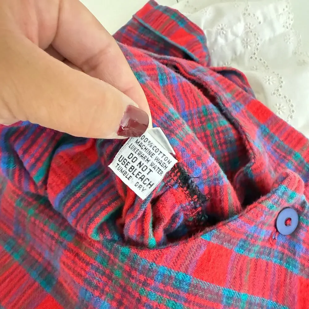Vintage 90s Unbranded Girls Plaid Holiday Plaid Red Cotton Dress - 6X 6